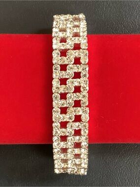 Crystal S Rhinestone Wide Stretch Bracelet
